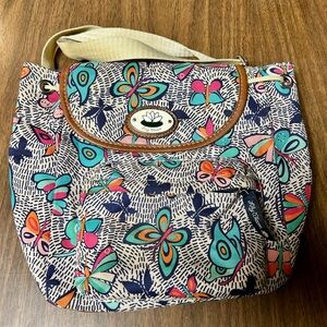 Lily Bloom Printed Crossbody with Lotus Emblem